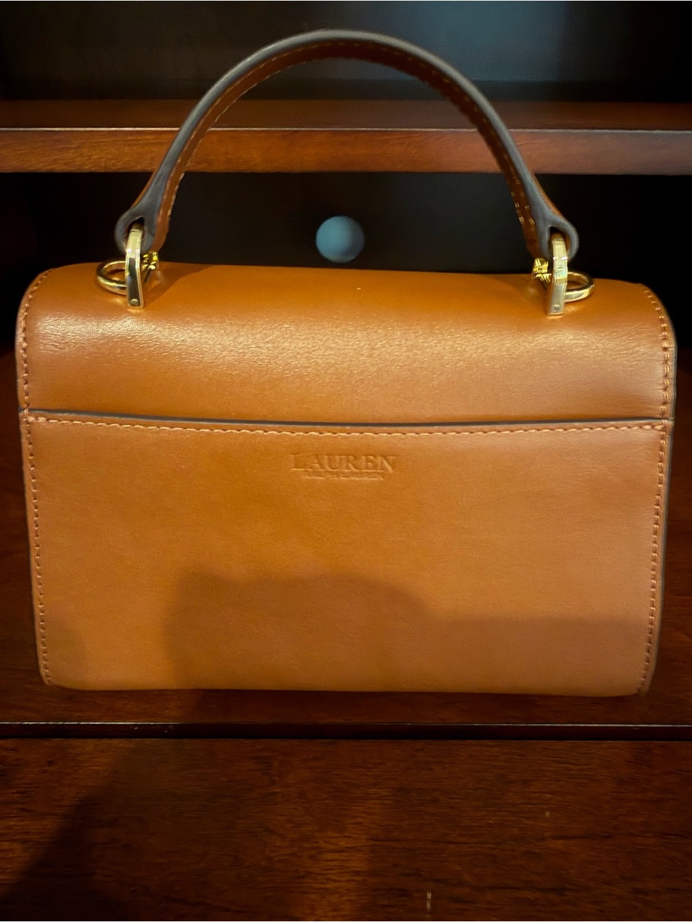 Ralph Lauren Tan Leather Top-Handle Crossbody Bag - Picture 7 of 7